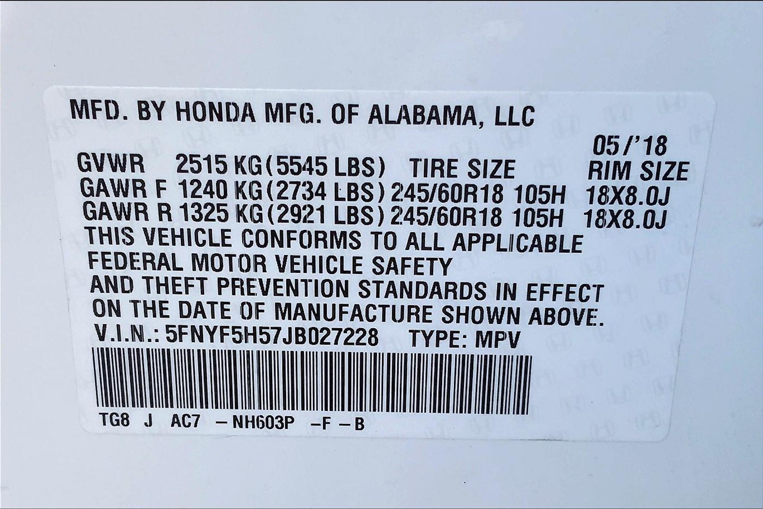 Used 18 Honda Pilot Ex L Vin 5fnyf5h57jb Honda Of Bay County New And Used Honda Dealer Serving Panama City Fl