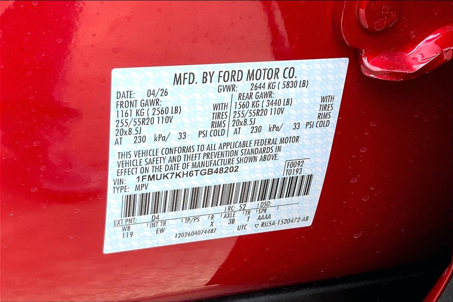 2026 Ford Explorer ST-Line Rapid Red Metallic Tinted Clearcoat at Lufkin Ford