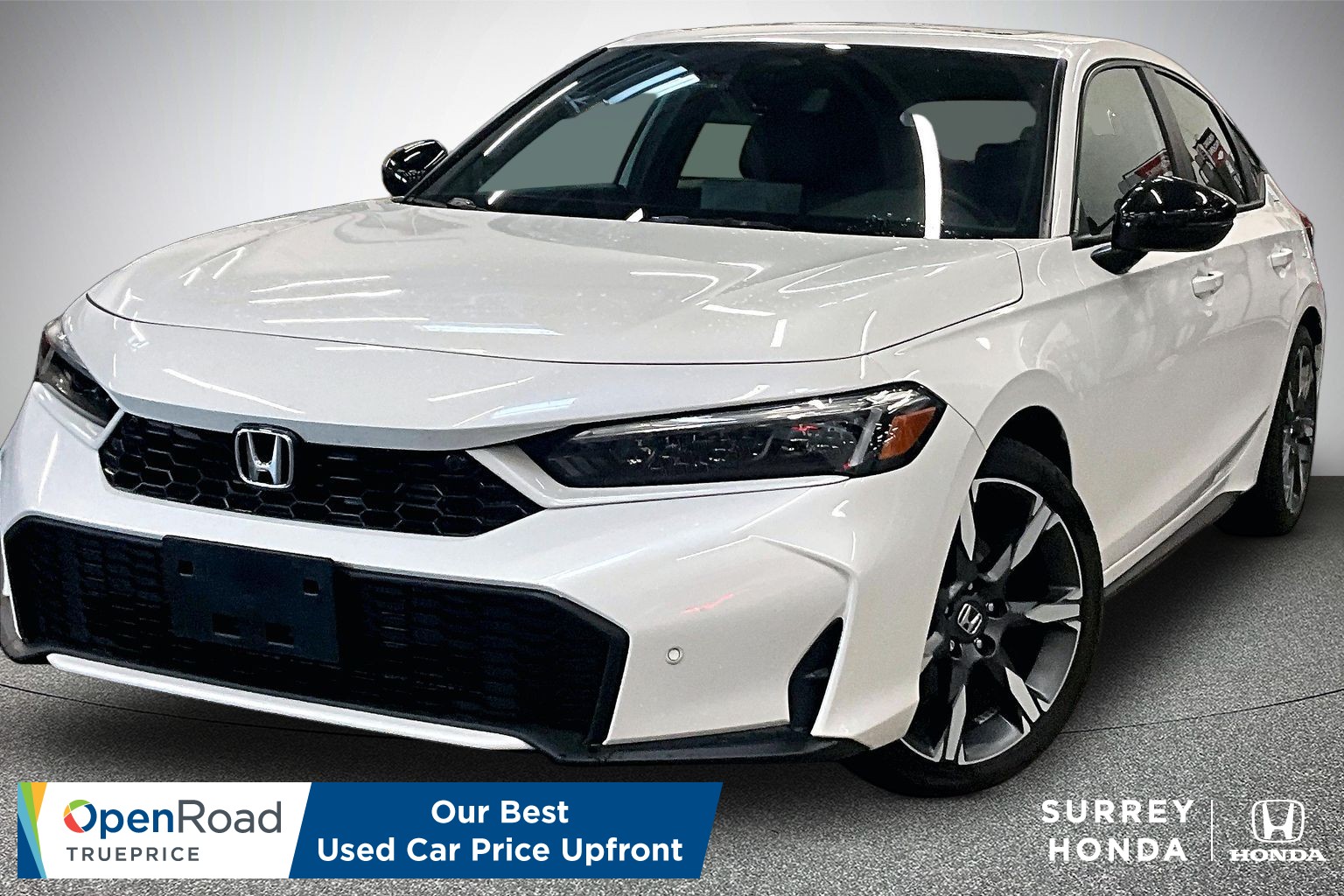 Platinum White Pearl 2025 Honda Civic Hybrid Hatchback Front-Wheel Drive Automatic